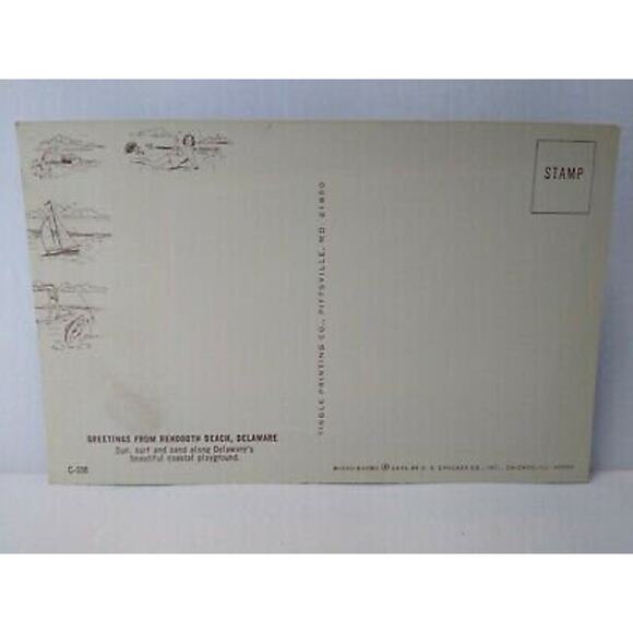 Greetings From Rehoboth Beach Delaware Postcard Unused Starfish Mod Retro Design - Picture 3 of 3